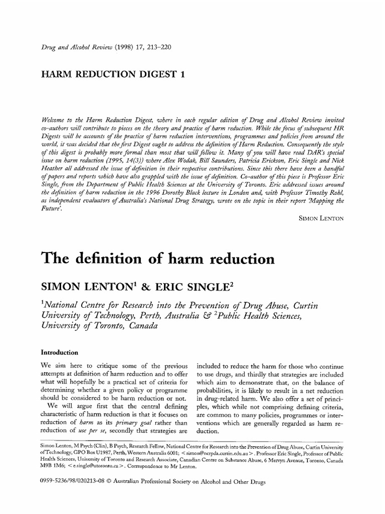 Defining Harm Reduction Strategies | PDF | Policy | Substance Abuse