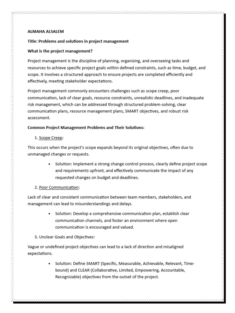 Project Management Challenges & Solutions | PDF | Project Management | Risk
