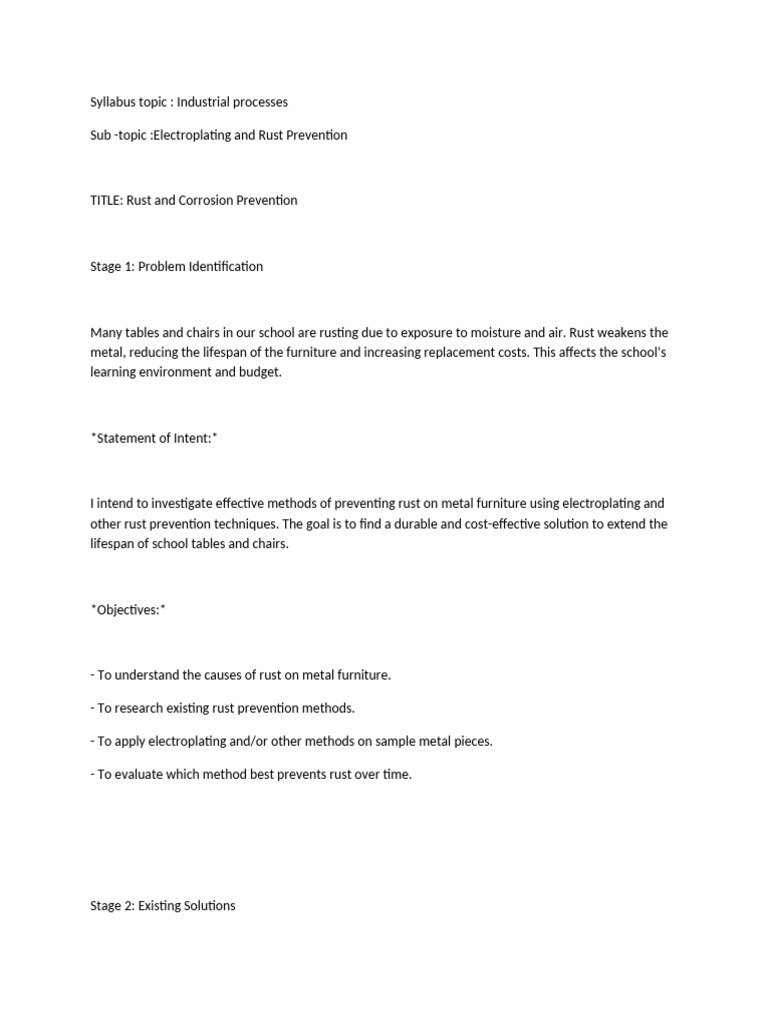 Electroplating for Rust Prevention | PDF | Rust | Corrosion