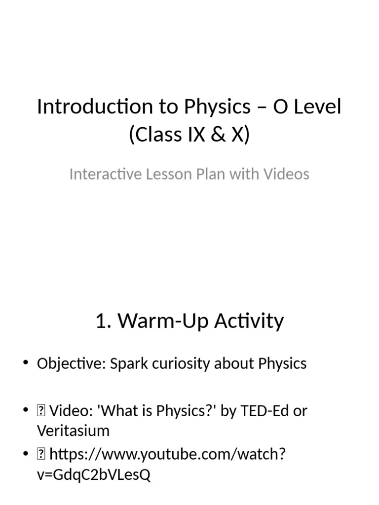 Physics Intro Lesson OLevel | PDF