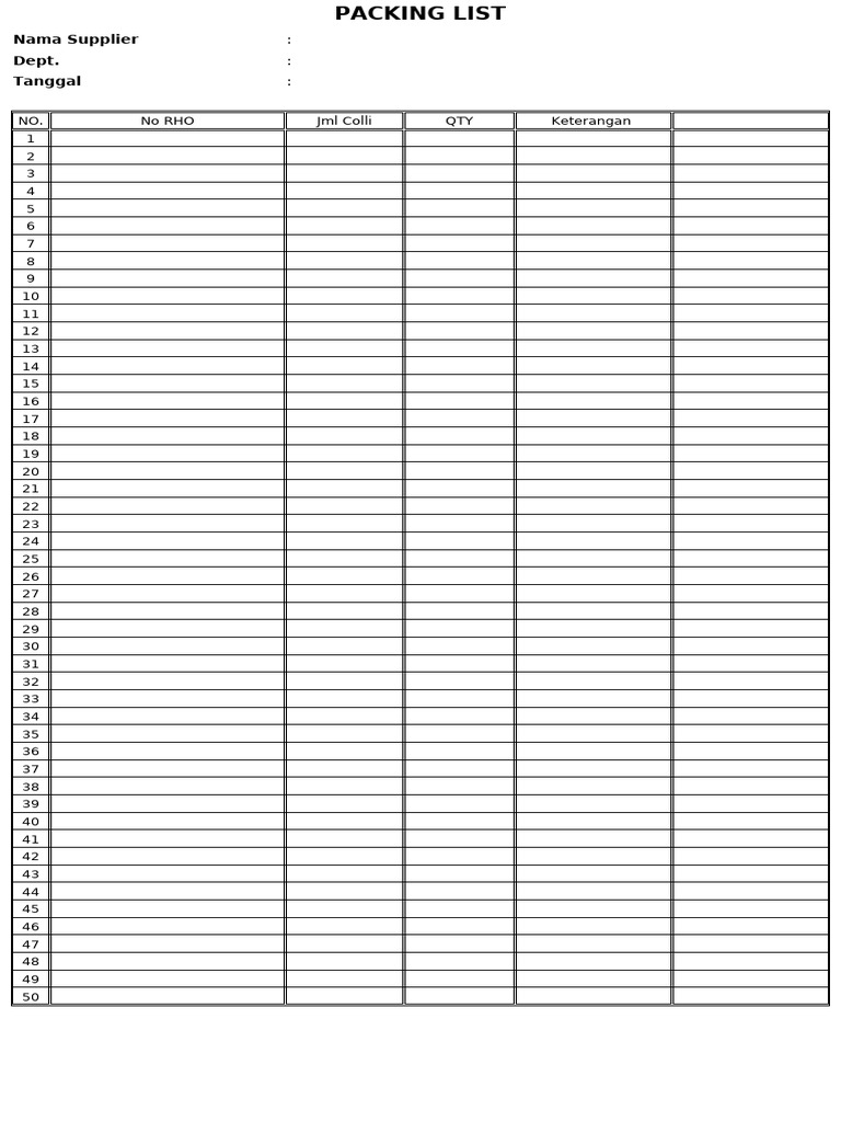 Packing List | PDF