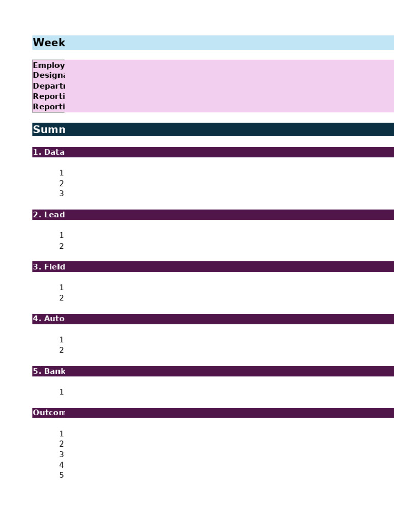Weekly Work Report: Tasks & Outcomes | PDF | Automation | Data Analysis