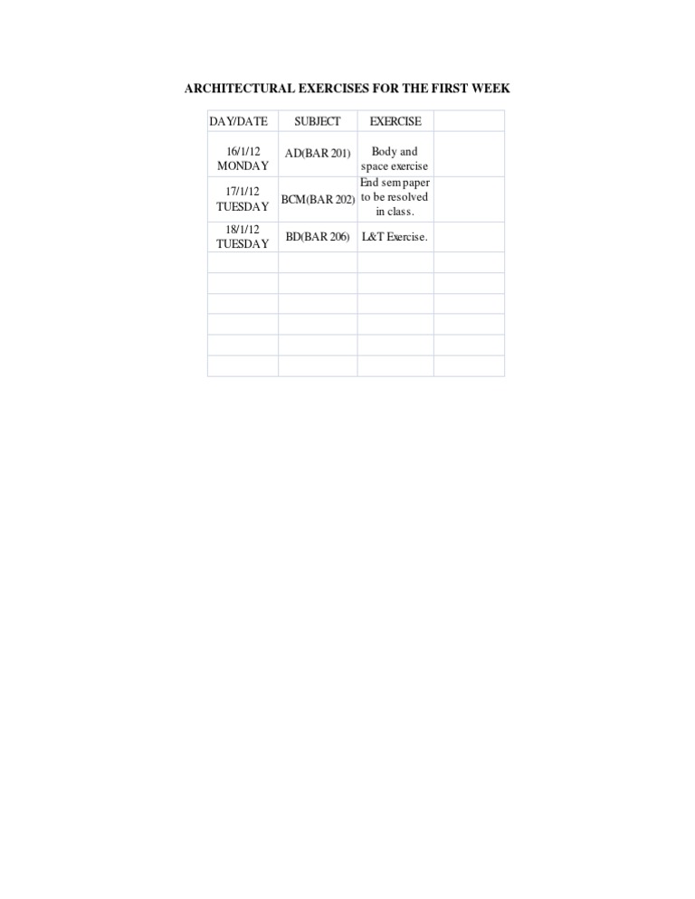 Architectural Exercises For The First Week | PDF