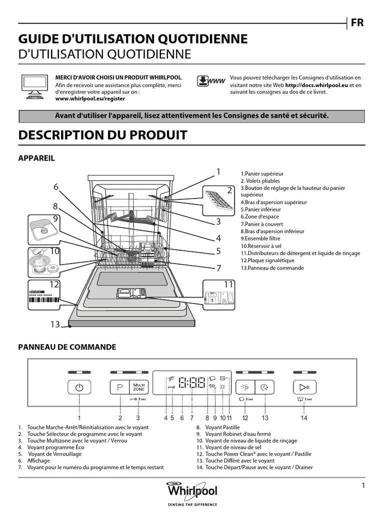 Programme Lavevaisselle Whirlpool 6th Sense Power Clean