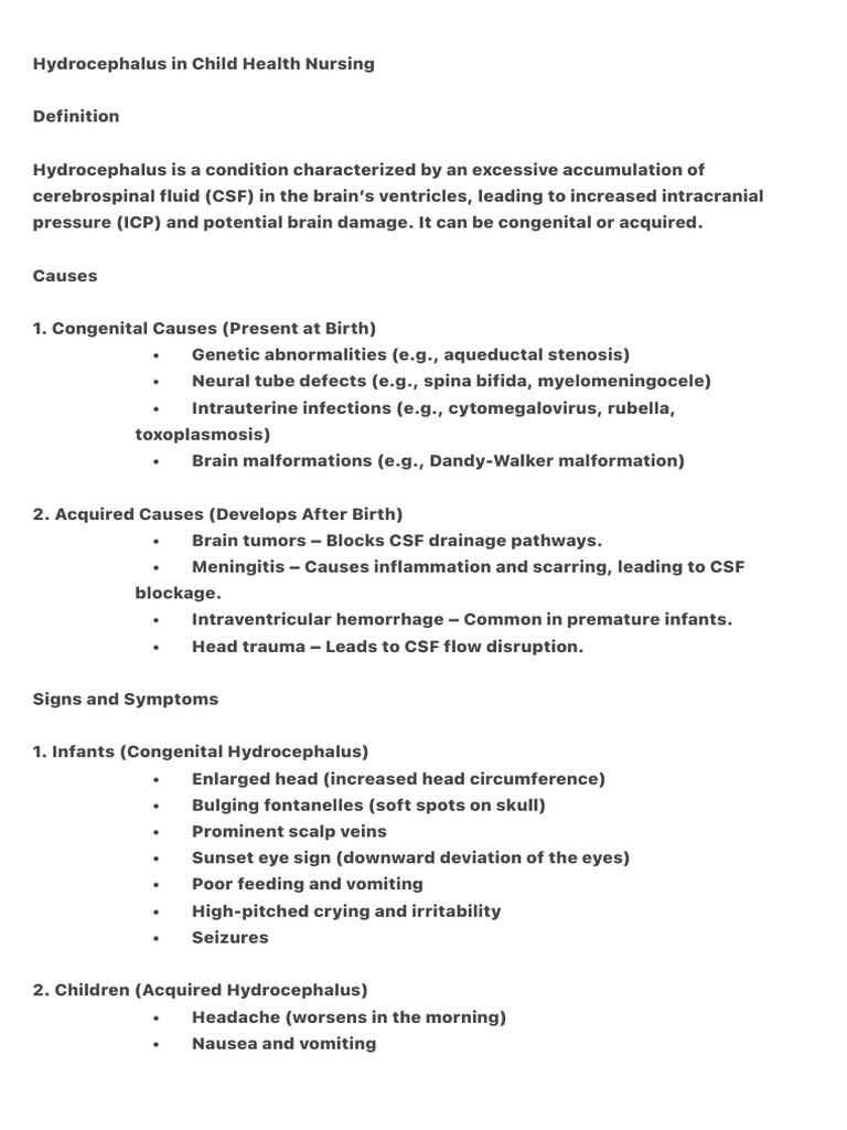 Hydrocephalus Management in Children | PDF | Cerebrospinal Fluid ...
