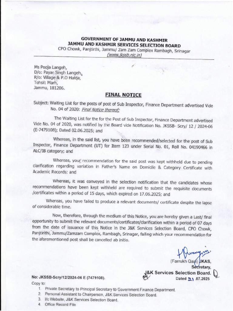 Final Notice 21072025 | PDF