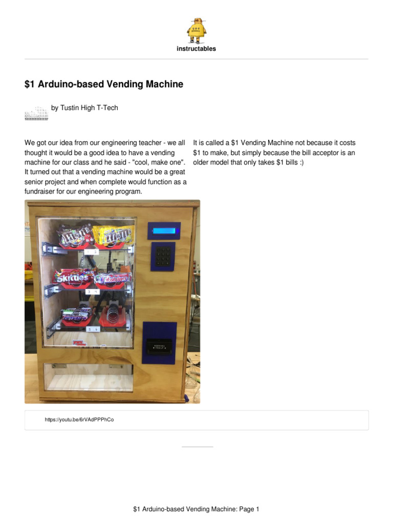 Arduino Vending Machine Project Guide | PDF | Manufactured Goods ...