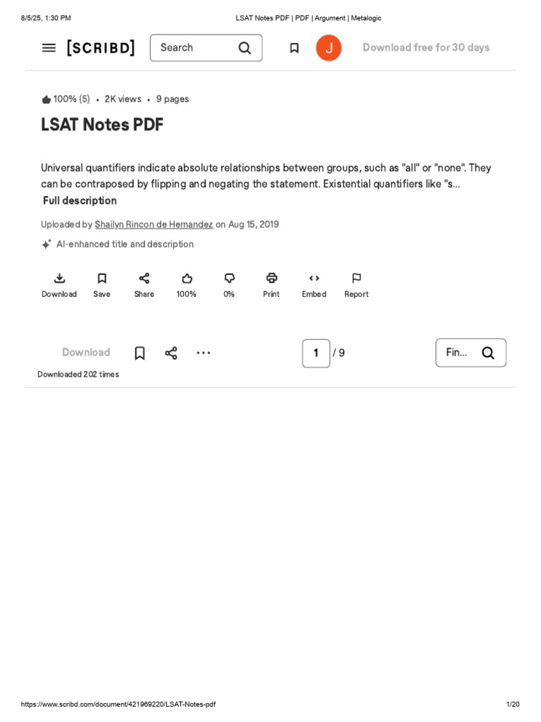 LSAT Notes PDF - PDF - Argument - Metalogic | PDF | Scribd