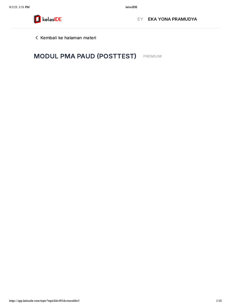 PMA PAUD Posttest Module Guide | PDF