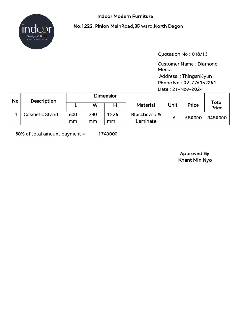 Invoice for Cosmetic Stand Purchase | PDF