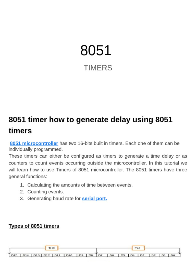 Delay Calculation in 8051 Timers | PDF | Microcontroller | Computer ...