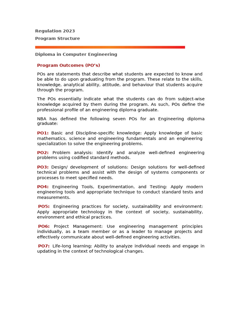2023 Computer Engineering Diploma Structure | PDF | Databases ...