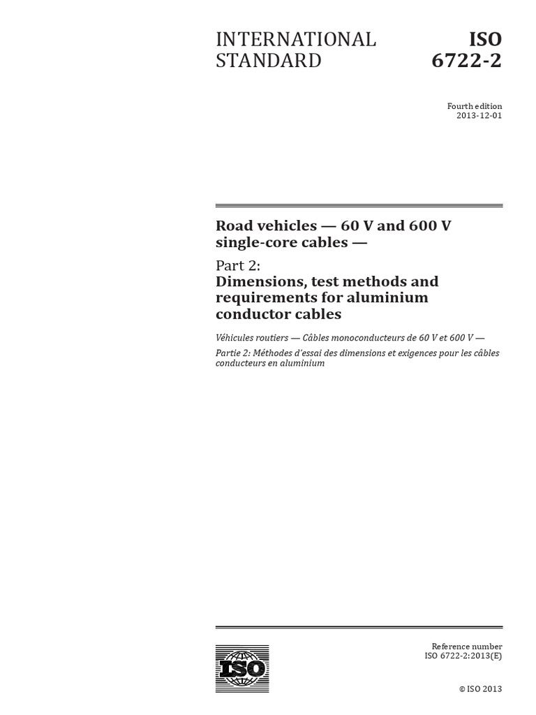 ISO 6722-2: Aluminium Cable Standards | PDF | International ...