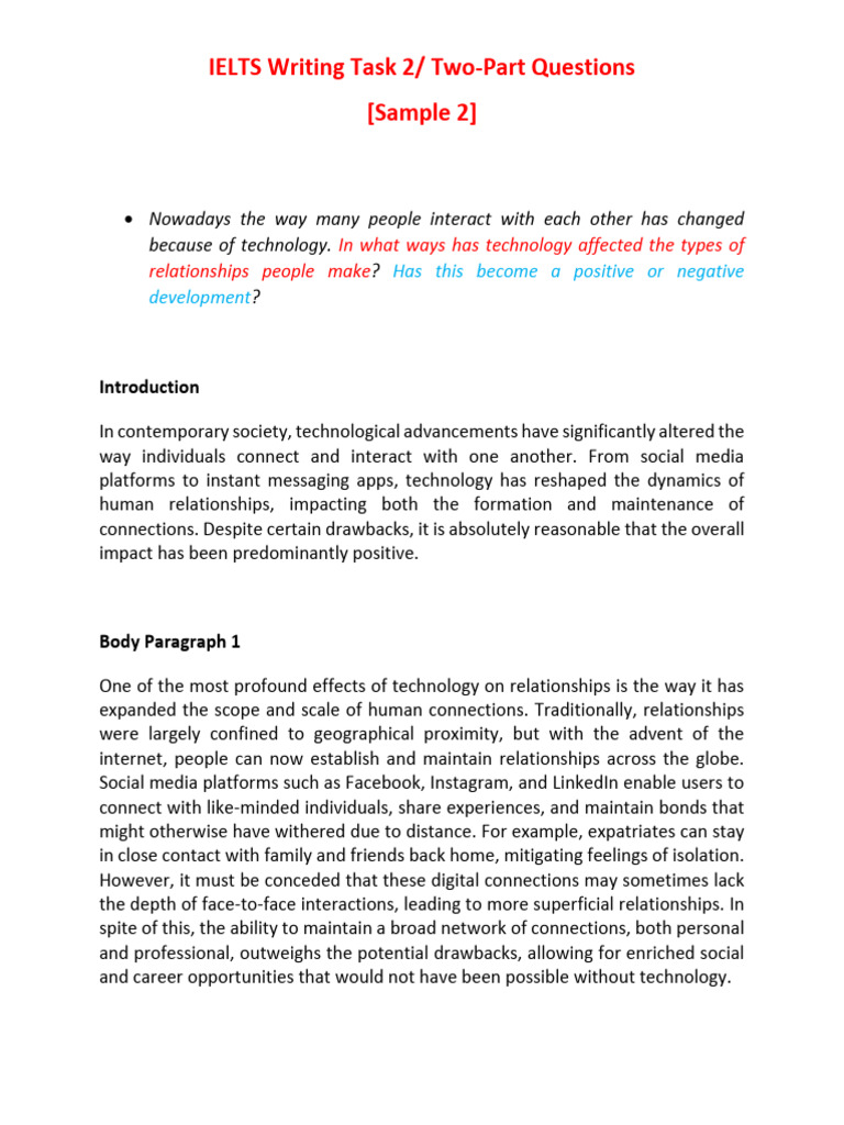 T2. Double Action Essay. Sample 2 | PDF | Communication | Psychological ...