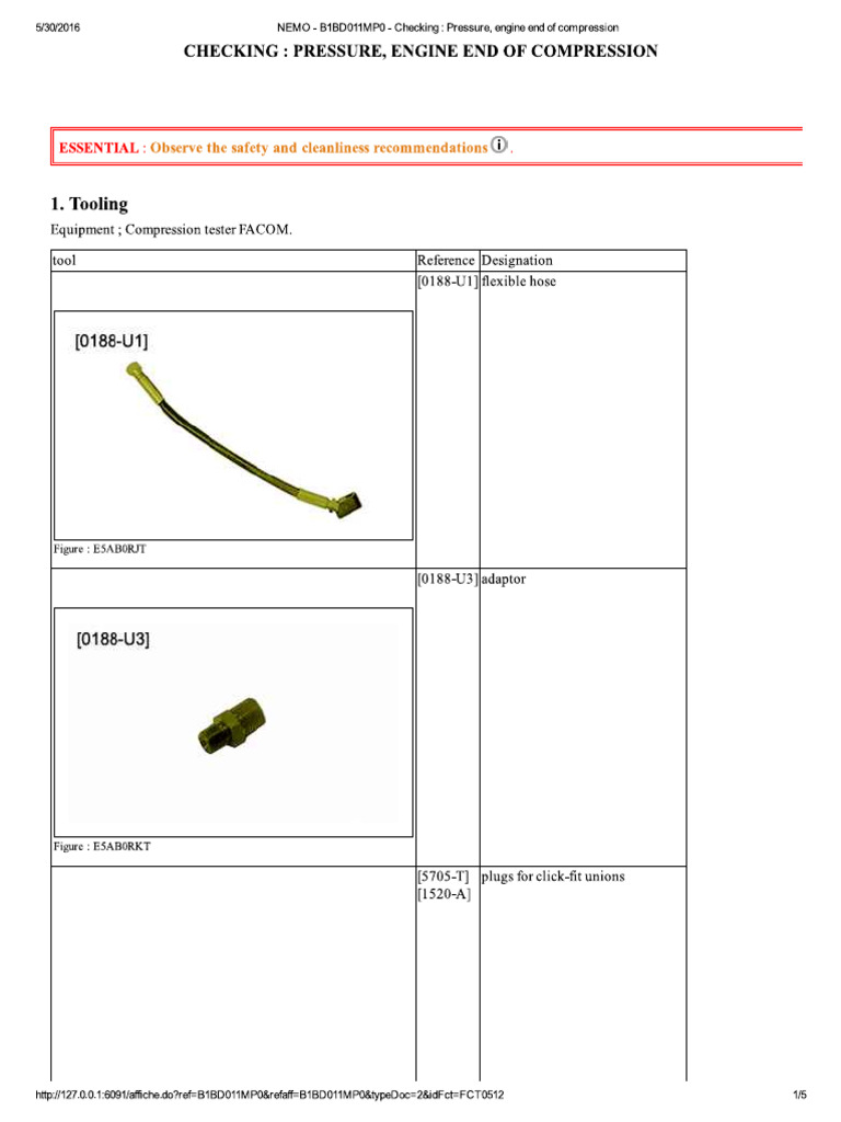 NEMO - B1BD011MP0 - Checking - Pressure, Engine End of Compression | PDF