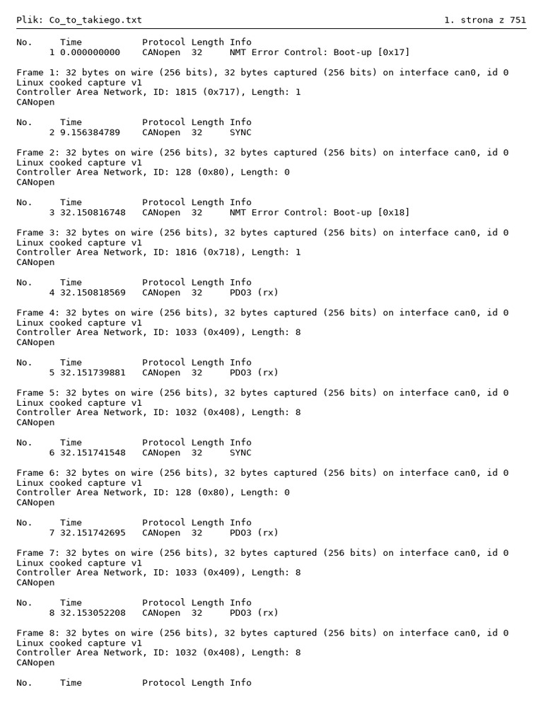 CANopen Protocol Frame Analysis | PDF | Networking Standards | Networks