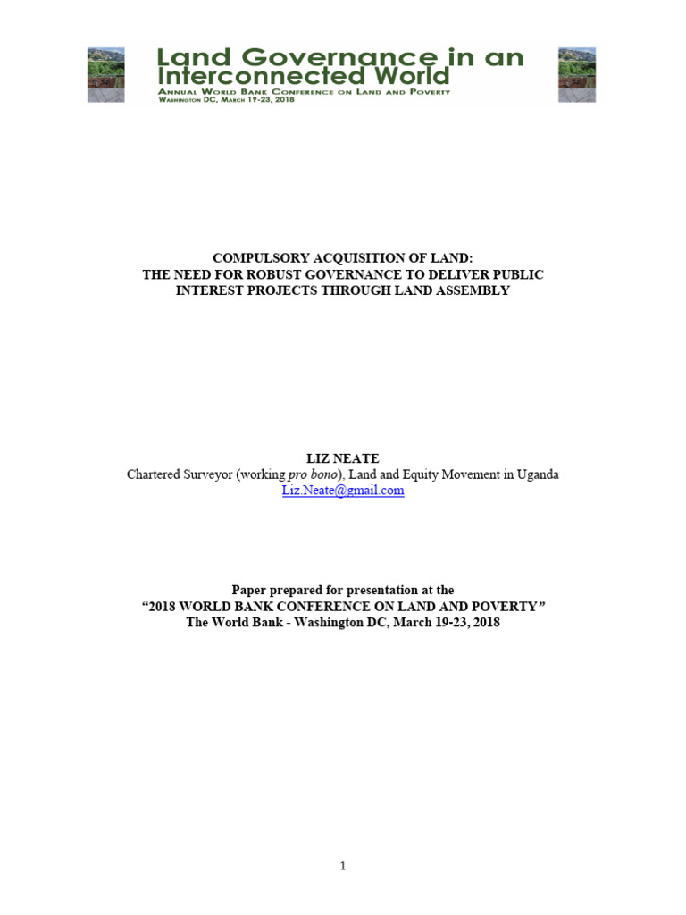 Compulsory Acquisition Paper Presented During 2028 World Bank ...