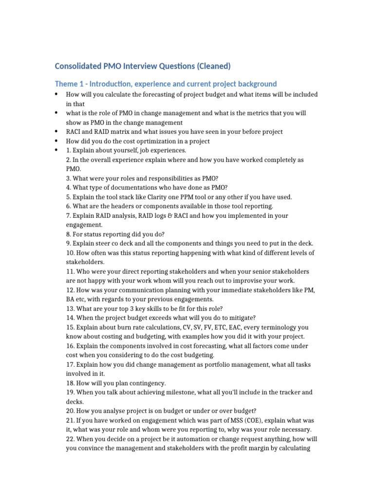 PMO Interview Questions Guide | PDF | Business