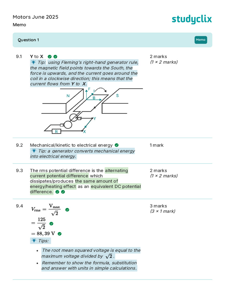 Motors June 2025 Questions With Memos | PDF | Inductor | Electric Motor