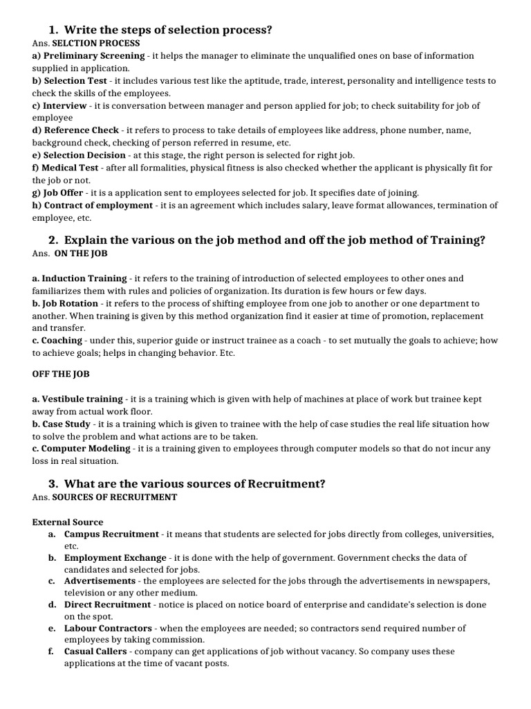 Steps in Recruitment and Training Process | PDF | Recruitment | Employment