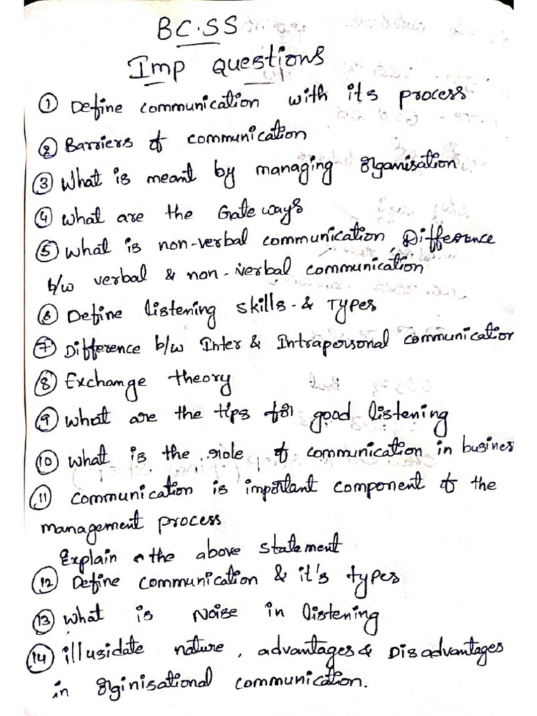 BCSS Important Questions | PDF