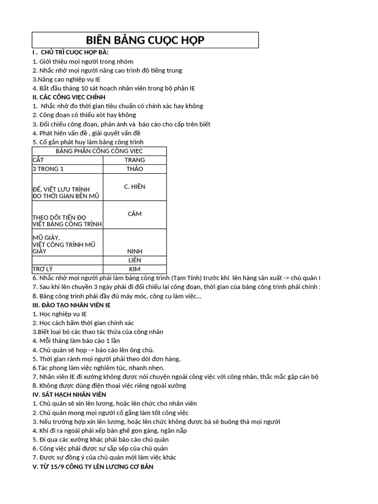 BIÊN BẢN CUỘC HỌP.1 | PDF