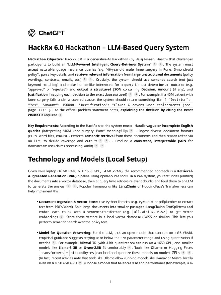 HackRx 6.0 Hackathon - LLM-Based Query System | PDF | Information ...