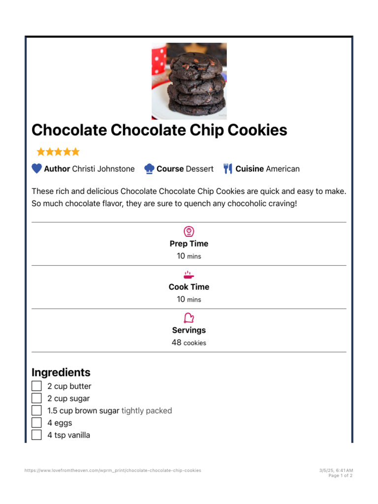 Decadent Chocolate Chocolate Chip Cookies | PDF | Chocolate | Baking