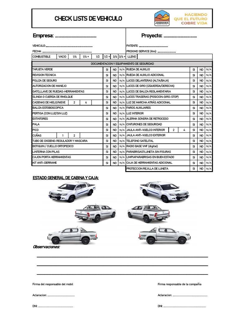 Checklist de Seguridad Vehicular Completo | PDF | Tecnologías ...