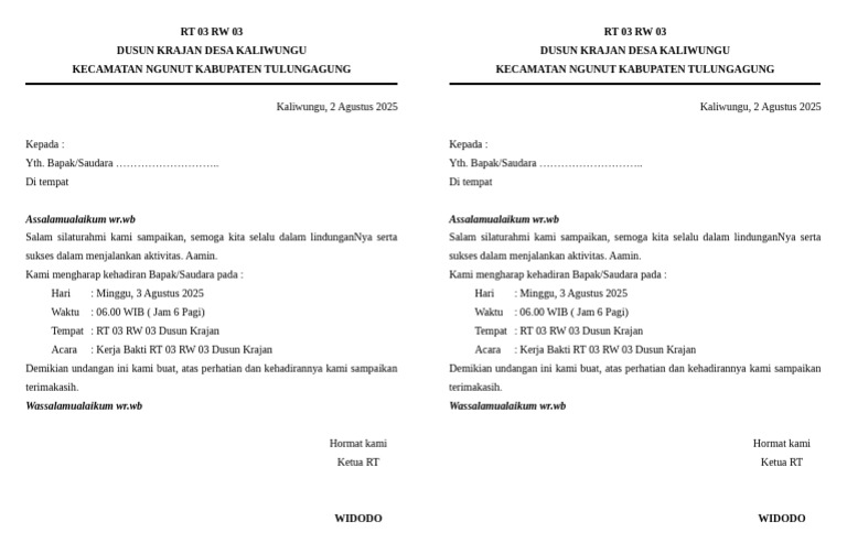 Undangan RT | PDF