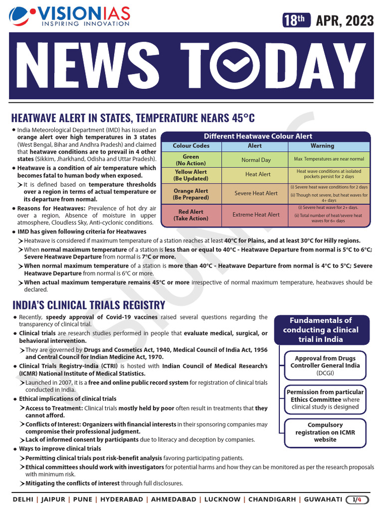 VisionIAS Daily Current Affairs 18 April 2023 | PDF | Clinical Trial ...