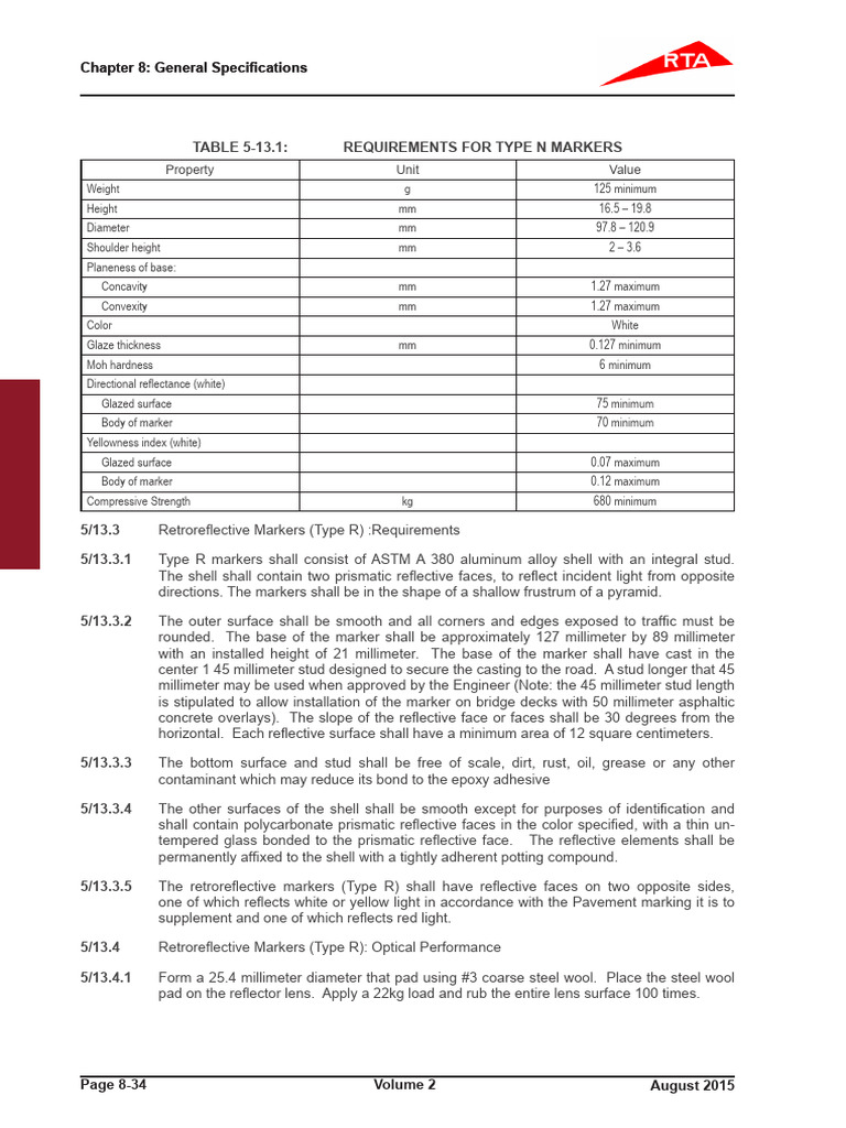 Ceramic Pavement Marker Specifications | PDF | Materials | Applied And ...