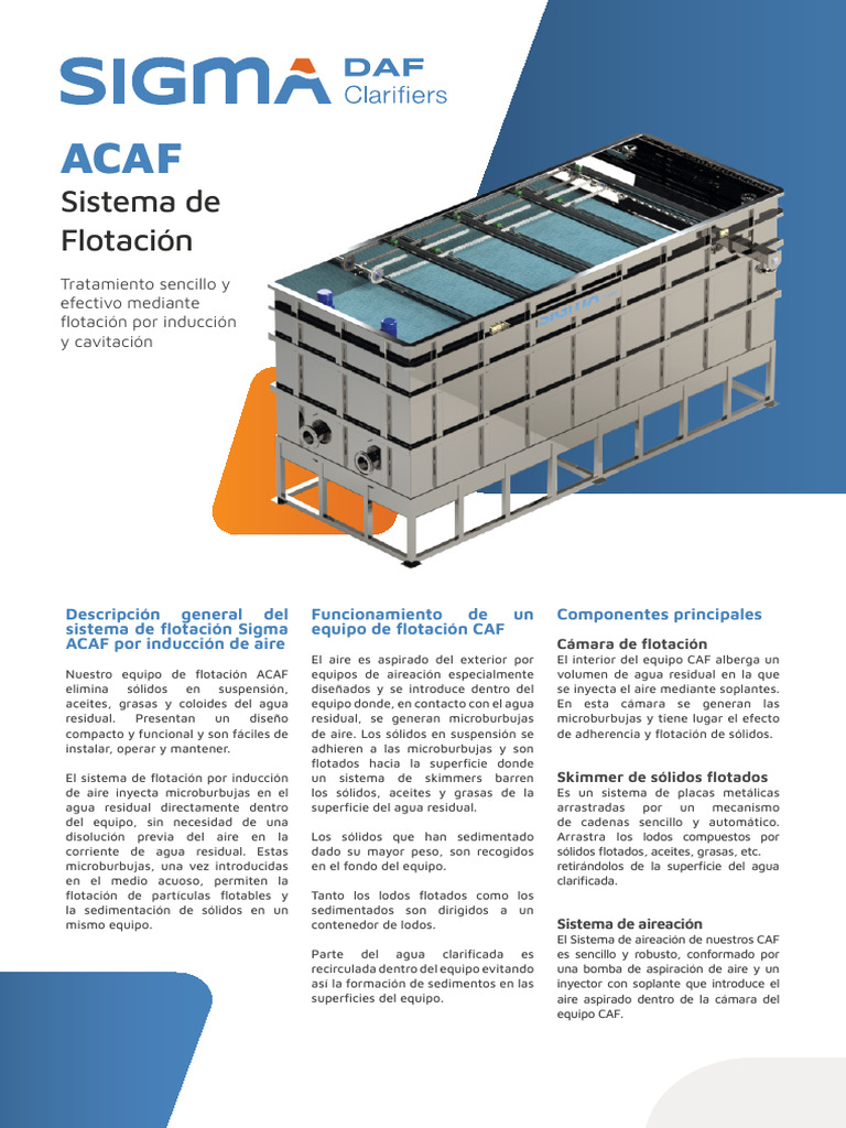 Sistema ACAF: Flotación Eficiente de Aguas | PDF | Tratamiento de aguas ...