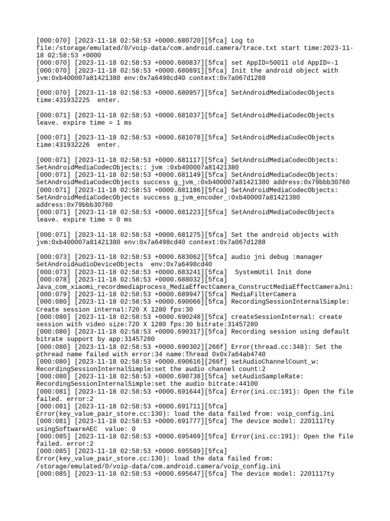 Android Camera VoIP Log Analysis | PDF | Shader | Computing