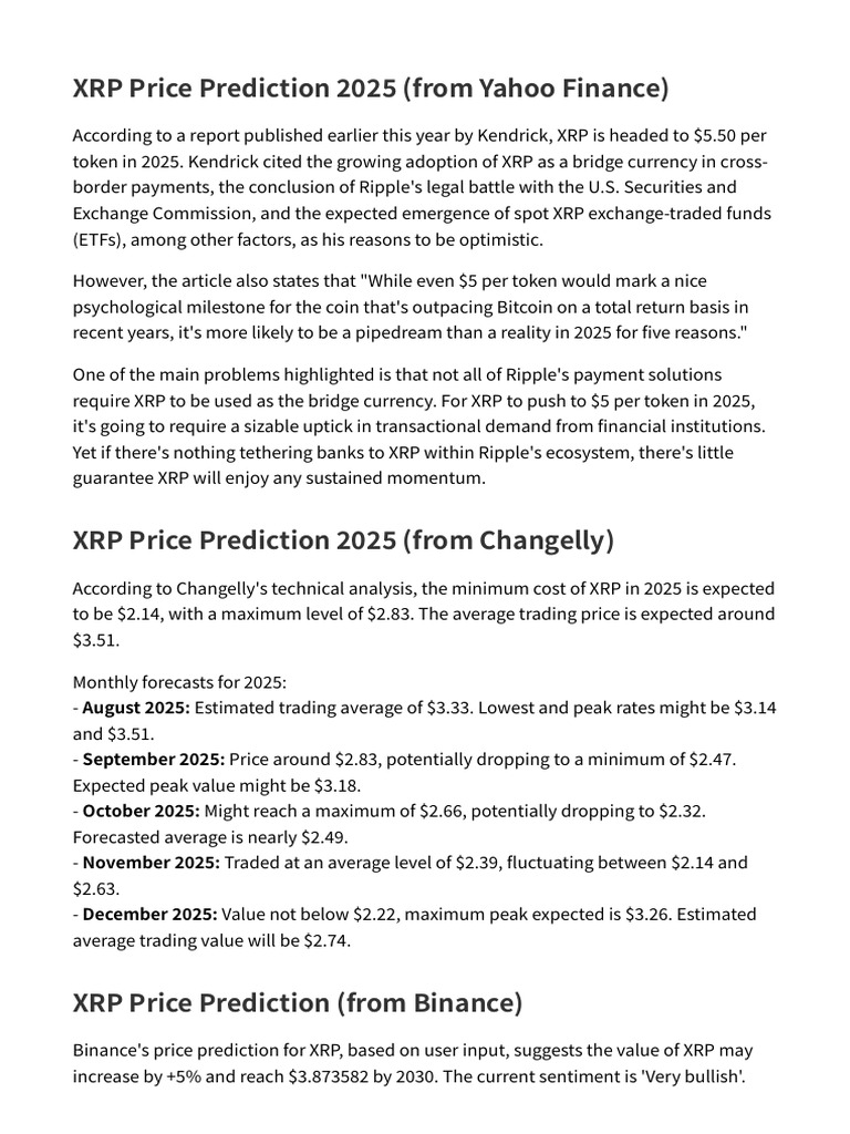 XRP Price Forecast and Analysis 2025 | PDF | Technical Analysis ...
