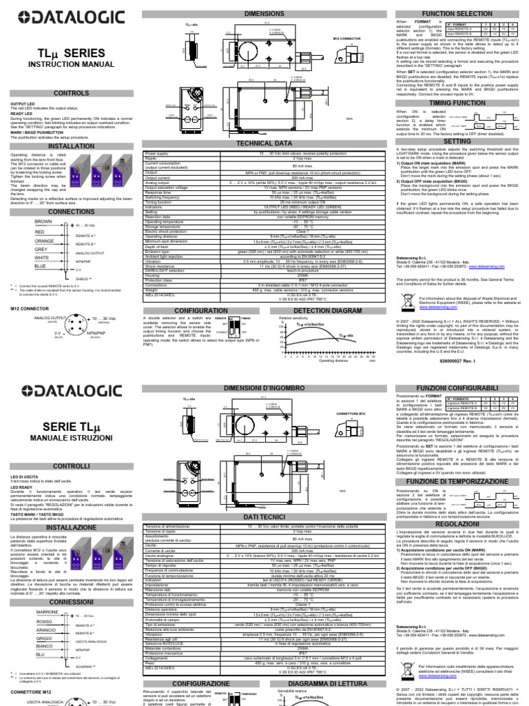 TLm Series Sensor Instruction Manual | PDF | Bipolar Junction ...