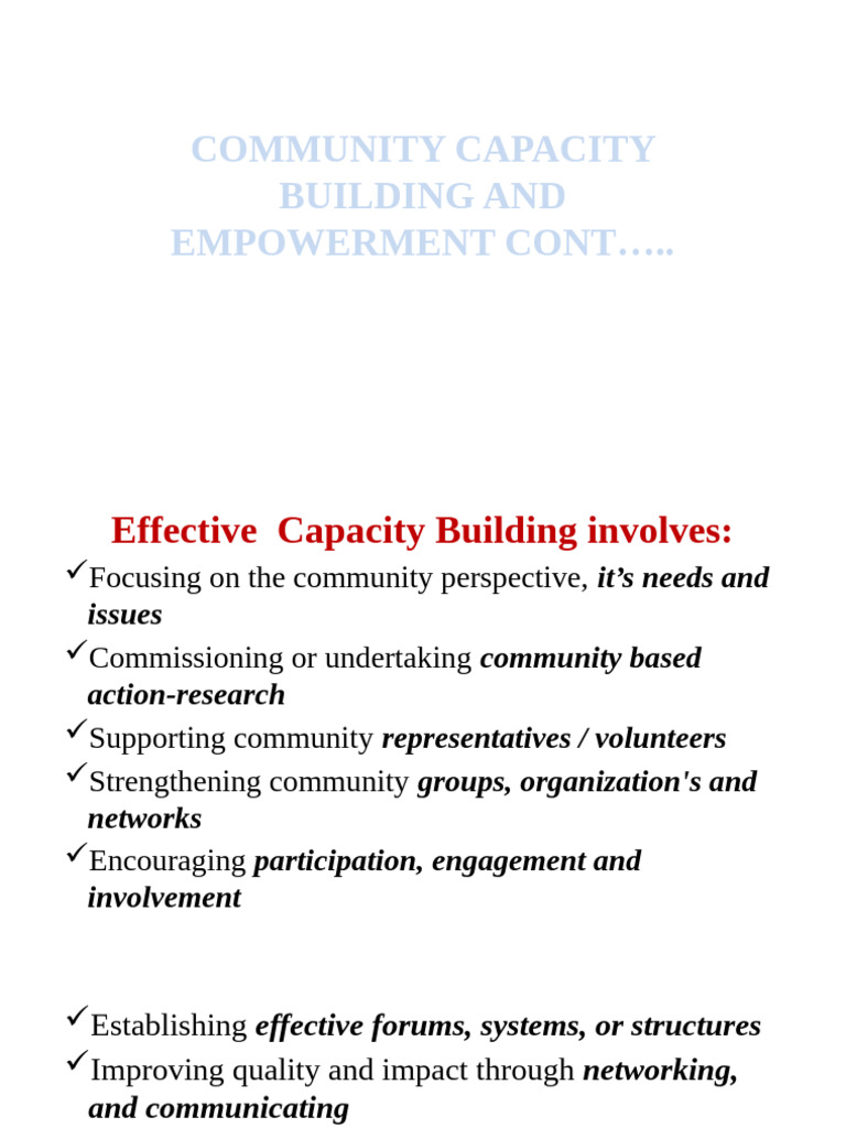 Community Capacity Building & Empowerment | PDF | Empowerment ...