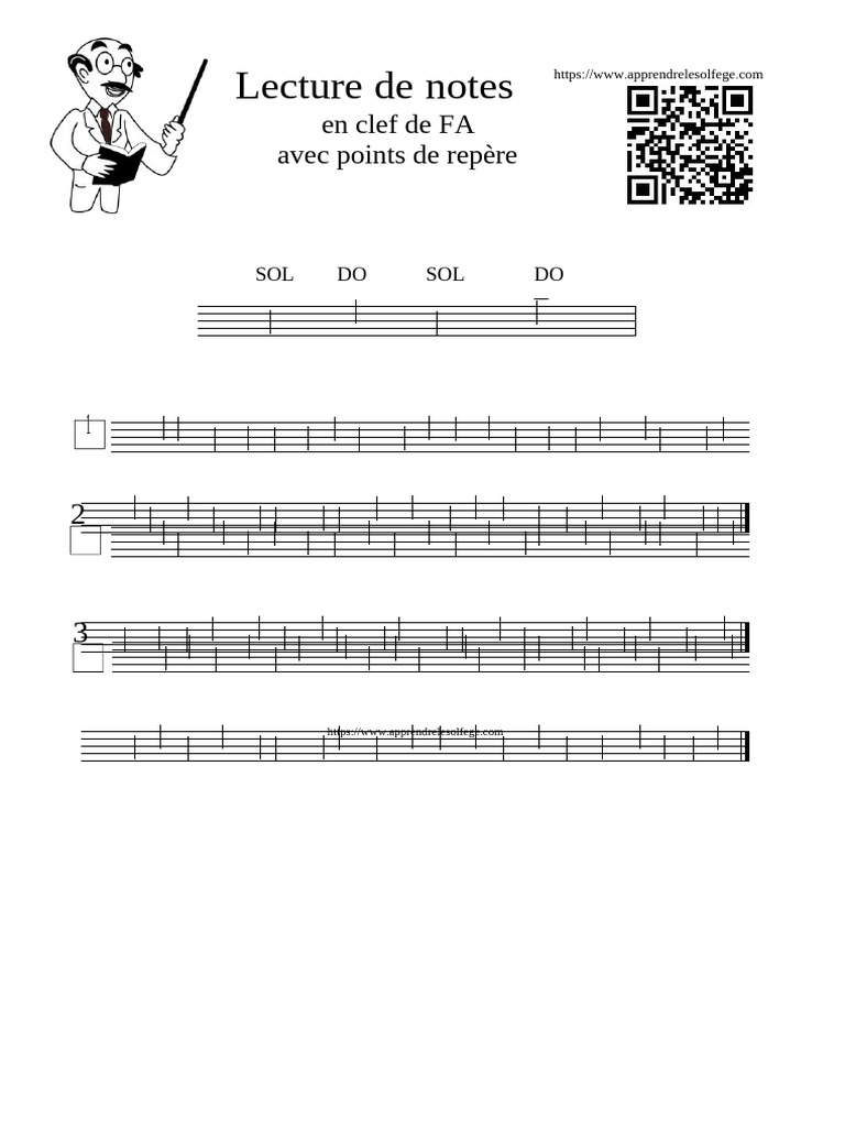 Exercices Lecture Notes Clef de Fa Points Repere 1 | PDF