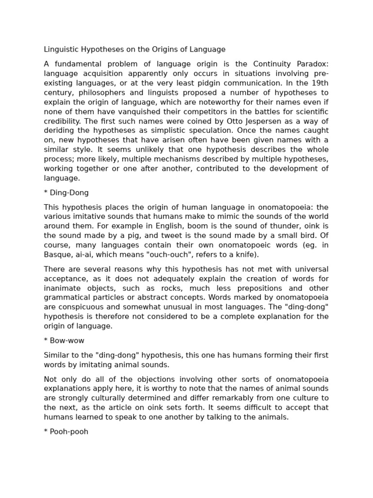 Linguistic Theories on Language Origins | PDF | Origin Of Language ...