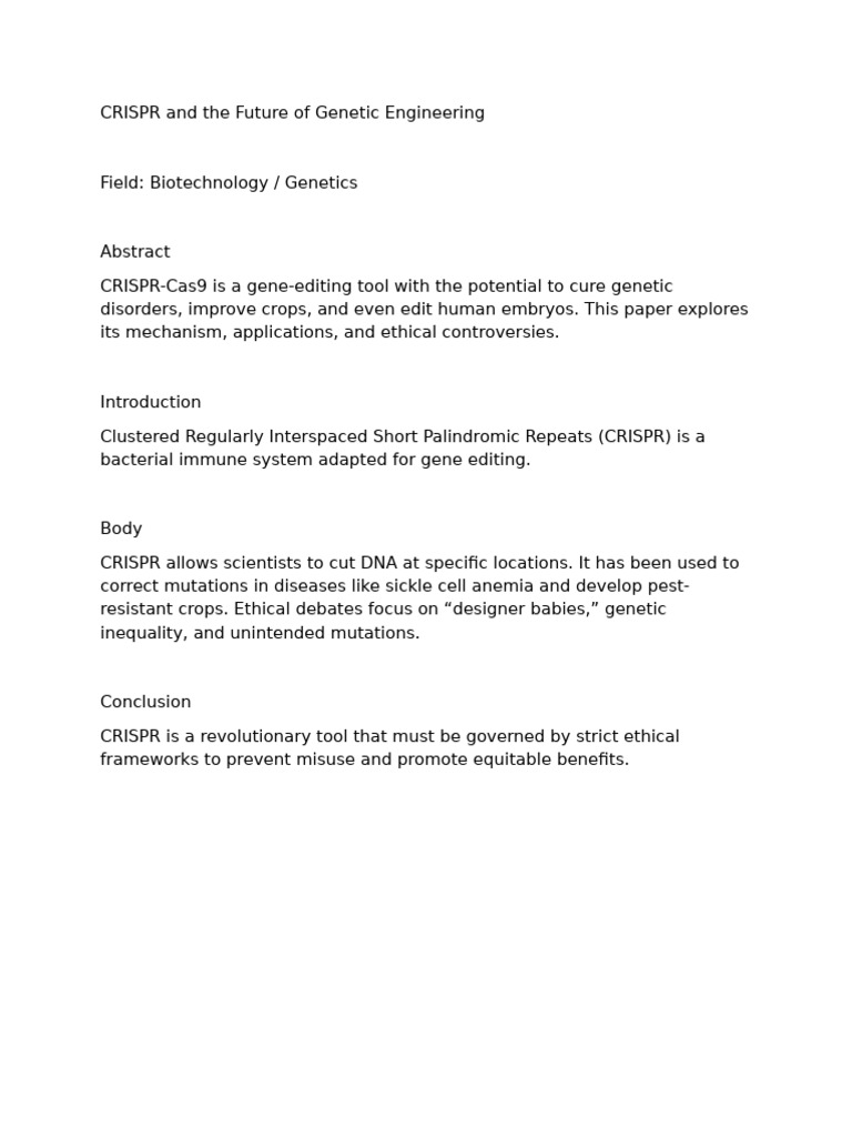 CRISPR and The Future of Genetic Engineering | PDF