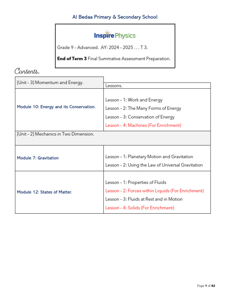 Grade 9 Physics Assessment Prep Guide | PDF | Newton's Law Of Universal ...
