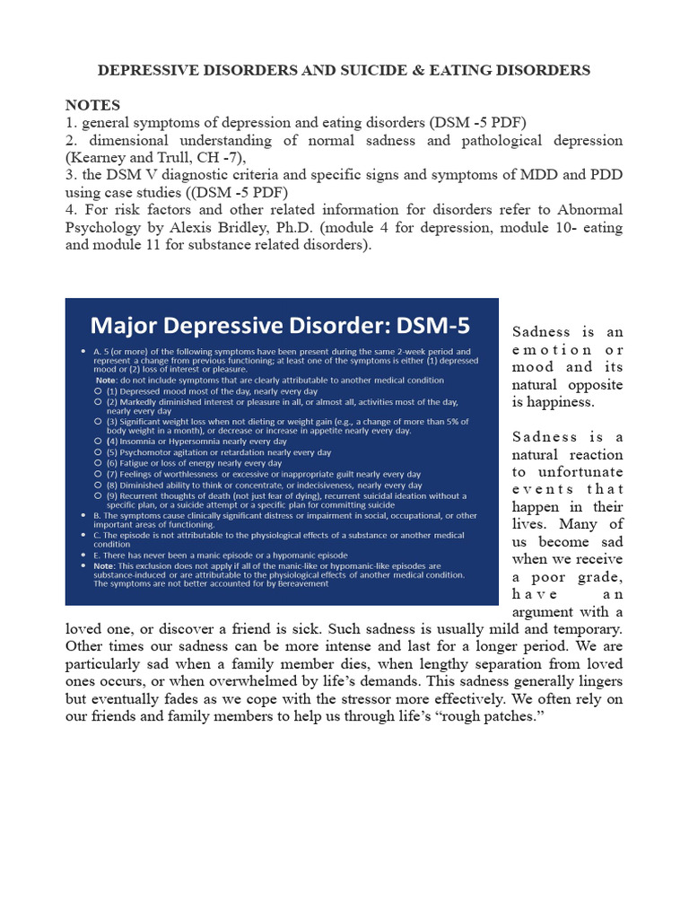 Depression and Eating Disorders Overview | PDF | Major Depressive ...