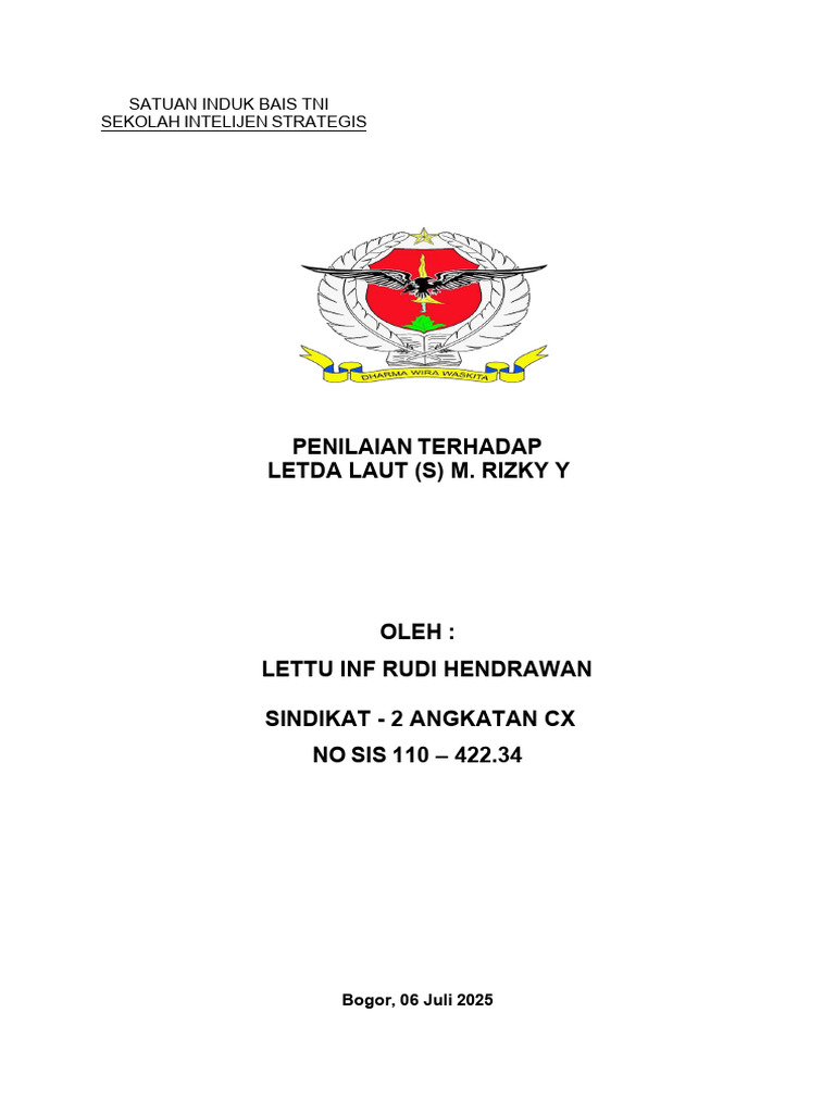 Penilaian Letda Laut M. Rizky Y. dalam Intelijen | PDF