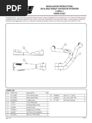 Installation Instructions: 2014-2022 Harley Davidson Sportster 2