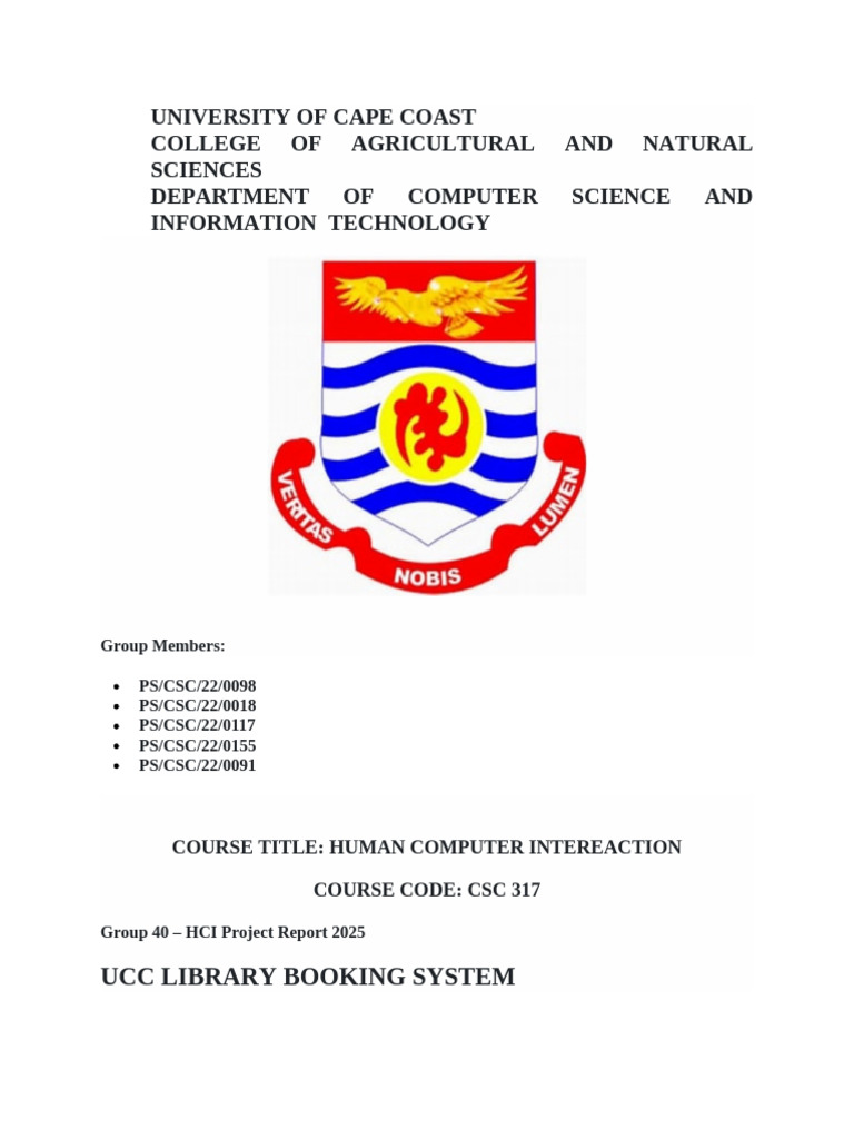 UCC Library Room Booking System Report | PDF | Usability | Computing