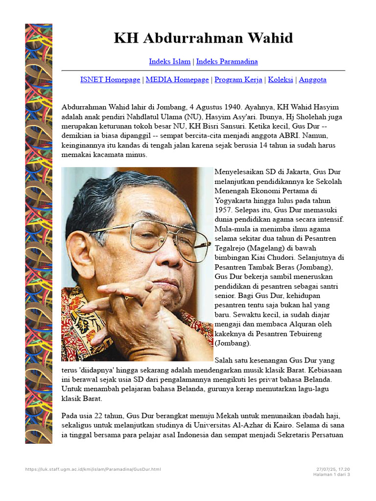 Jejak Awal KH Abdurrahman Wahid | PDF