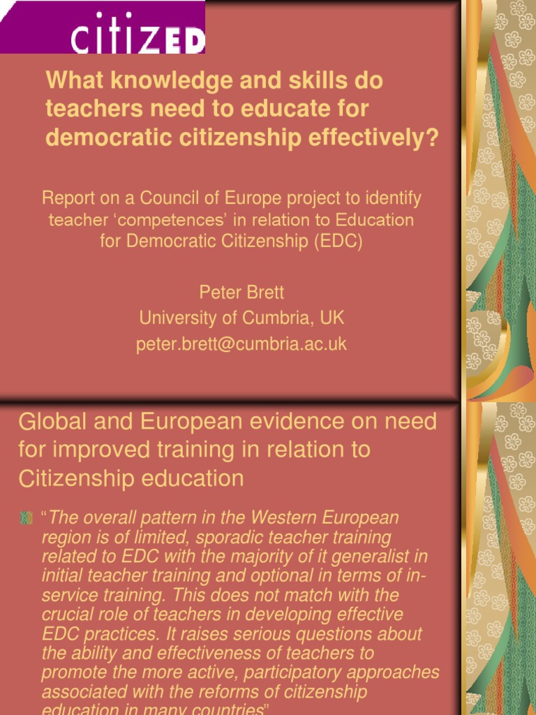 Teacher Competences for Democratic Citizenship | PDF | Teacher ...