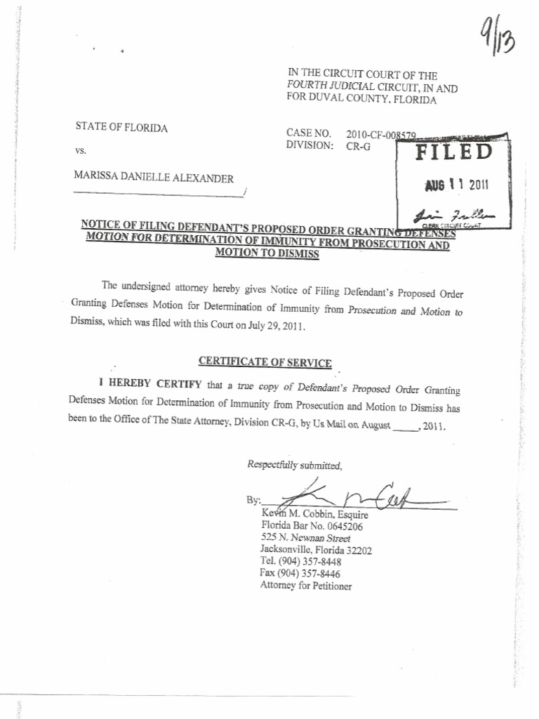 Notice of Filing For Determination of Immunity and Motion To Dismiss | PDF