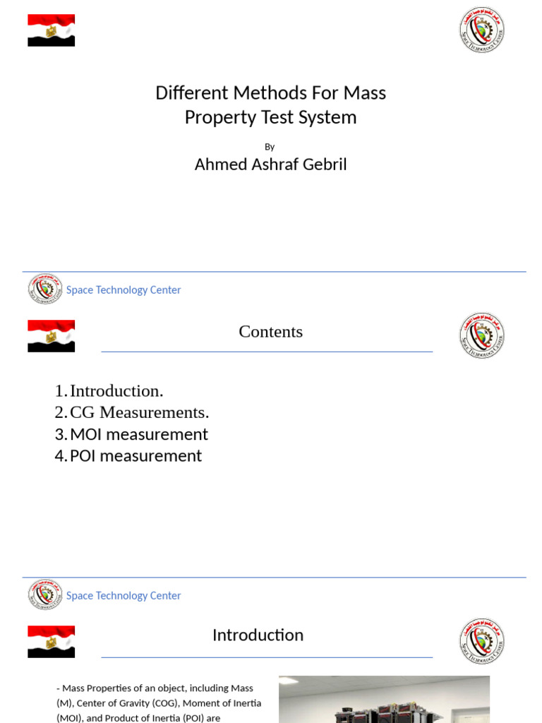 Mass Property Testing Methods in Space Tech | PDF | Rotation | Force