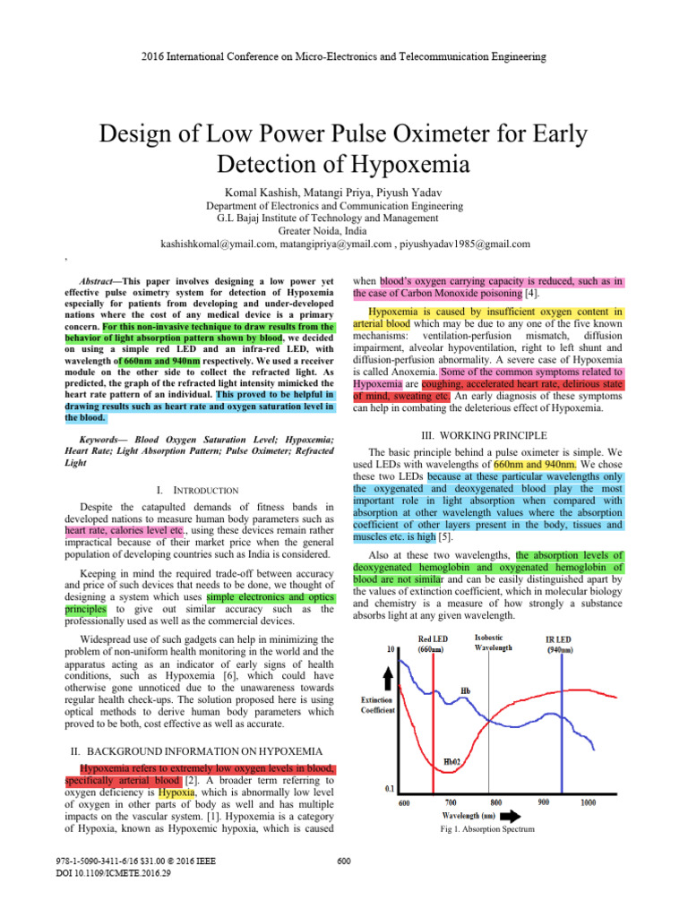 Low Power Pulse Oximeter Design | PDF